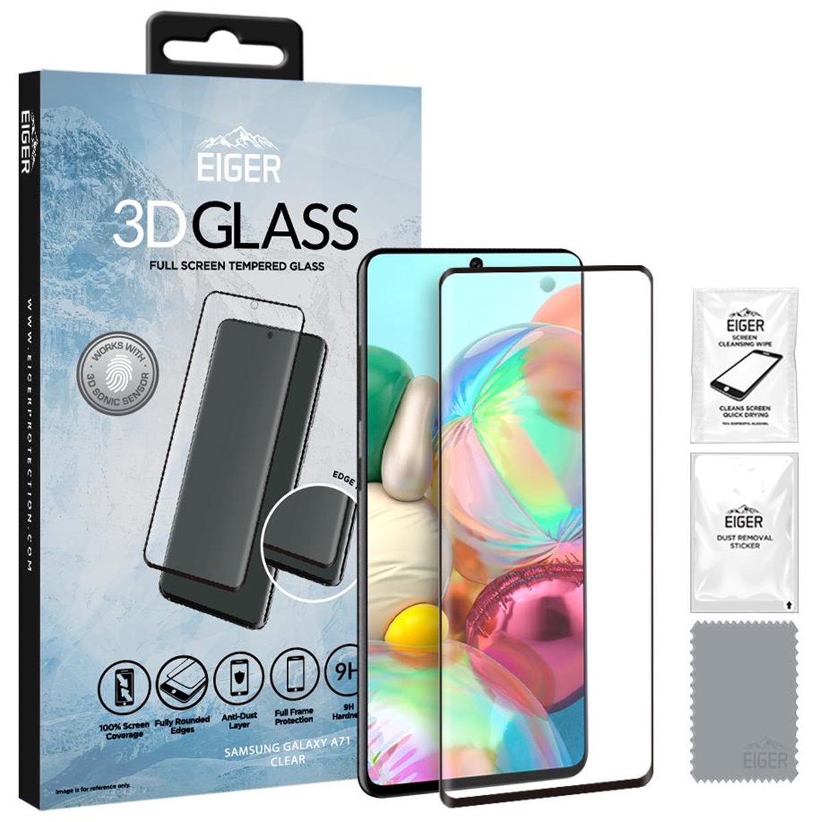 Eiger - Samsung Galaxy A71 Display-Glas 3D Glass Case-Friendly clear/black  - EGSP00572 : EGSP00572